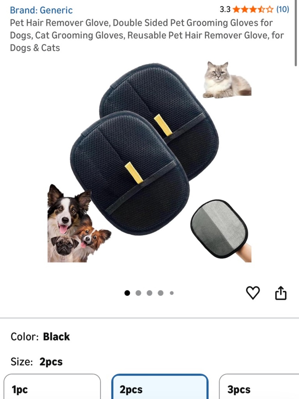 Amazon Gray Pet Hair Remover Pad - Reusable Dual-Texture 2 pack